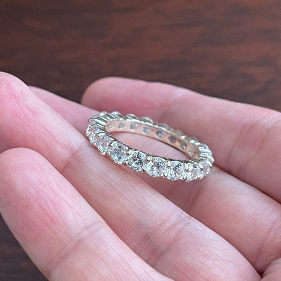Cubic zirconia silver plated eternal band ring - Picture 5 of 8